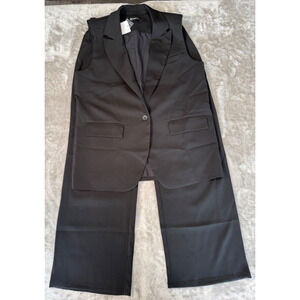 Boutique Black Vest Pant Matching Set Womens Size M Business Office